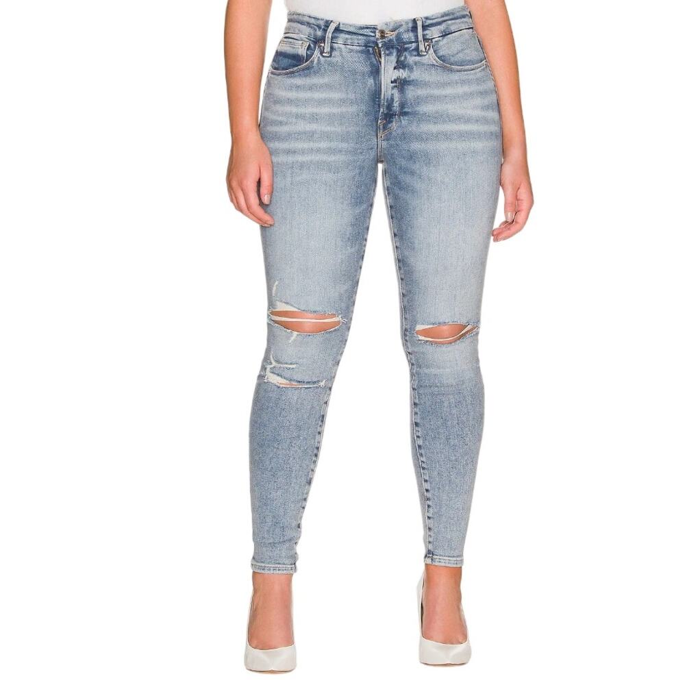 Good American Good Legs Jeans Women 10 30 Blue High Rise Distressed Skinny Denim